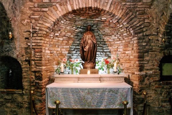 Statue of Virgin Mary inside the House of Virgin Mary chapel in Selcuk Turkey